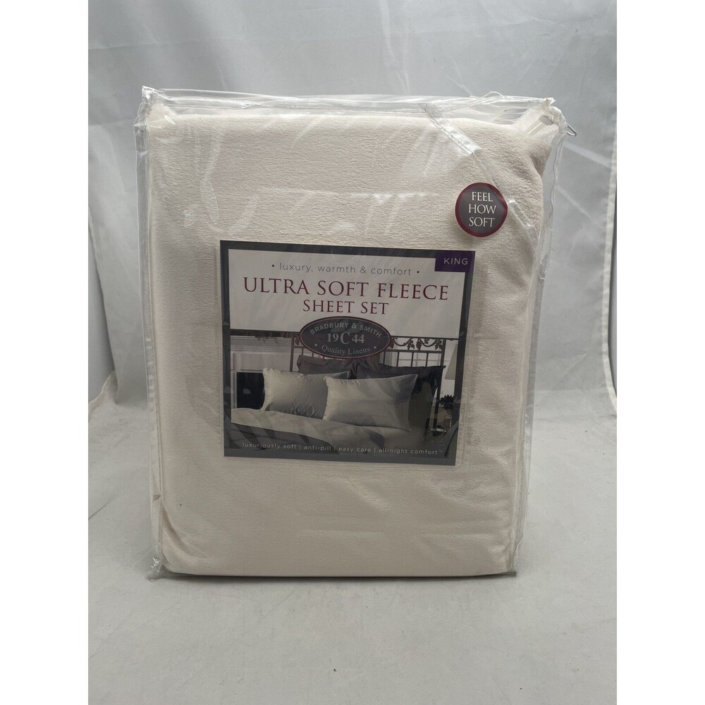 Bradbury Smith Quality Linens Ultra Soft Fleece Sheet Set King Ivory Antipill